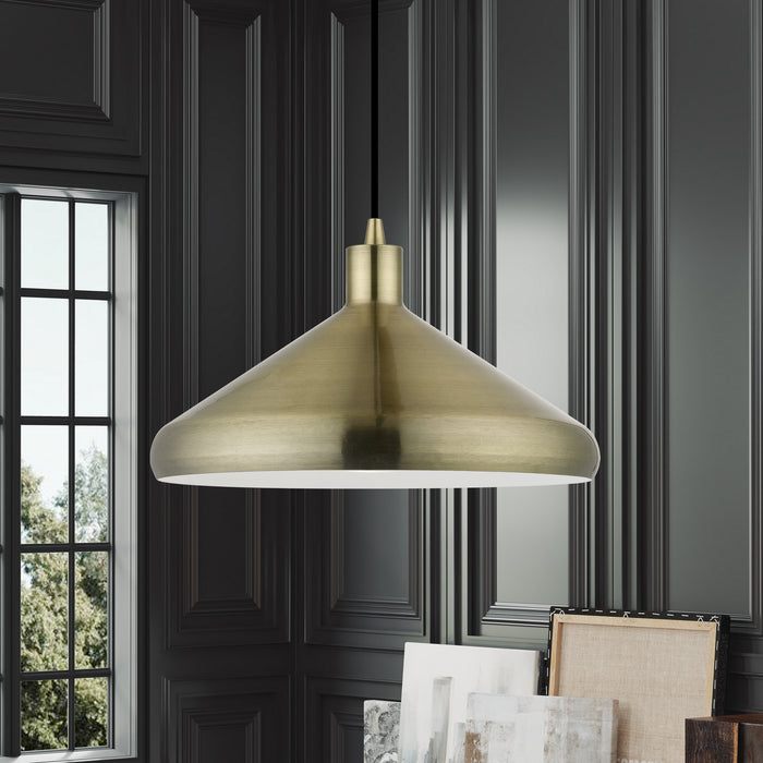 Livex Lighting 40953-01 One Light Pendant, Antique Brass