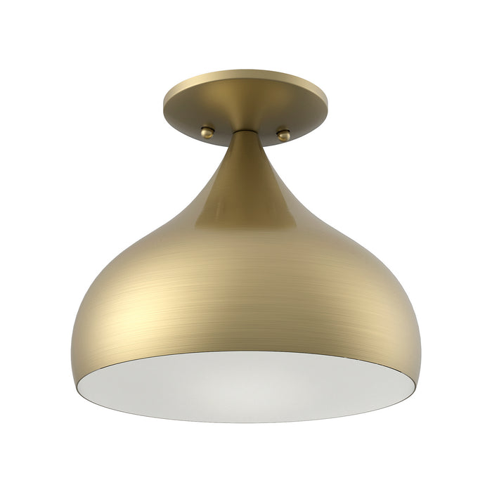 Livex Lighting 40980-01 One Light Semi-Flush Mount, Antique Brass