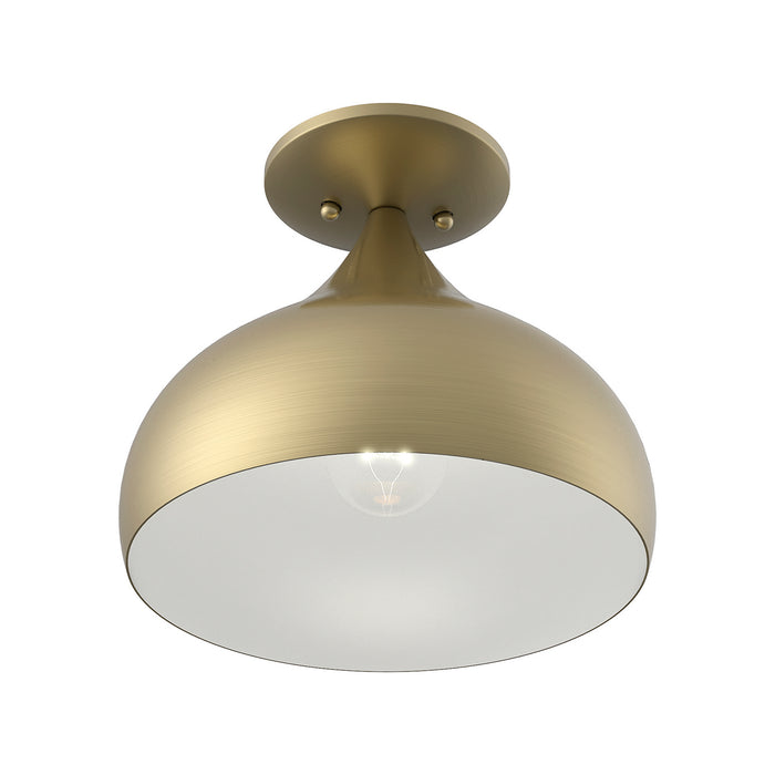 Livex Lighting 40980-01 One Light Semi-Flush Mount, Antique Brass