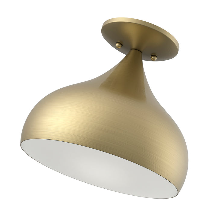 Livex Lighting 40980-01 One Light Semi-Flush Mount, Antique Brass