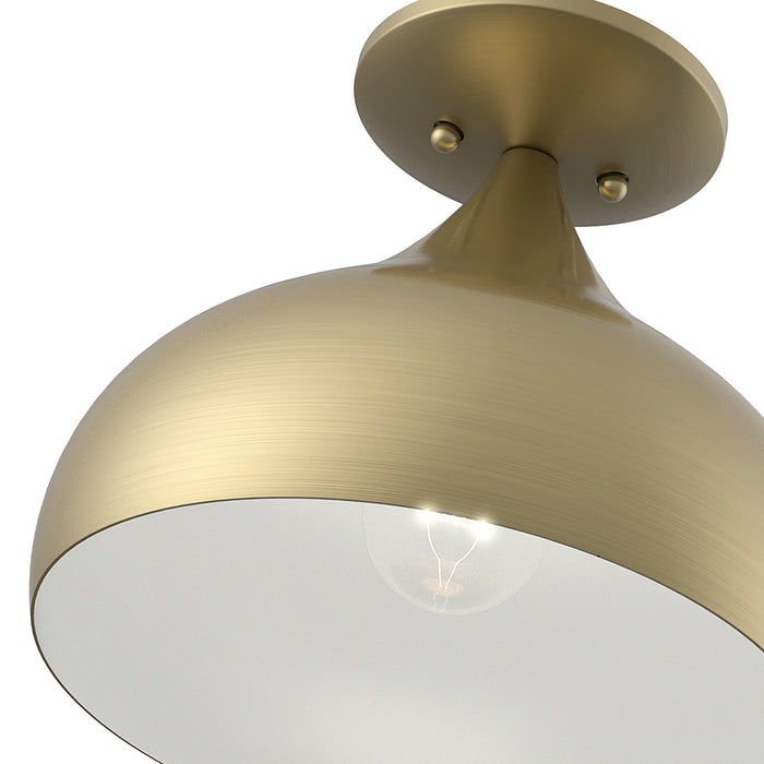 Livex Lighting 40980-01 One Light Semi-Flush Mount, Antique Brass