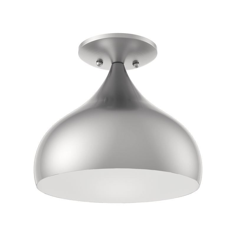 Livex Lighting 40980-91 One Light Semi-Flush Mount, Brushed Nickel