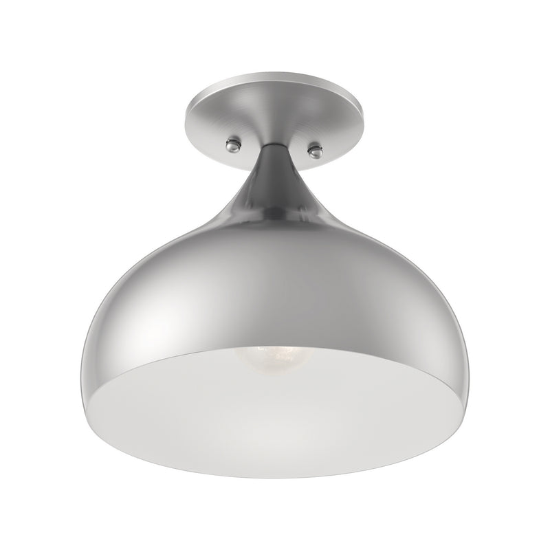 Livex Lighting 40980-91 One Light Semi-Flush Mount, Brushed Nickel