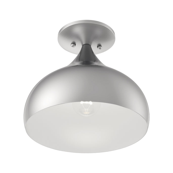 Livex Lighting 40980-91 One Light Semi-Flush Mount, Brushed Nickel