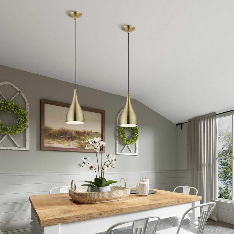 Livex Lighting 40981-01 One Light Pendant, Antique Brass