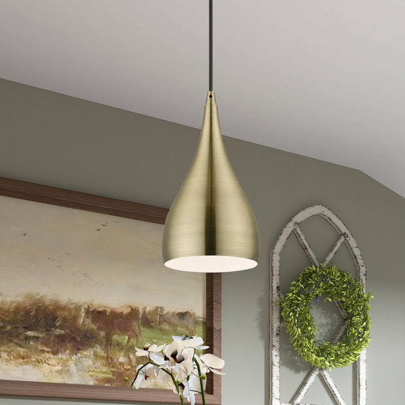Livex Lighting 40981-01 One Light Pendant, Antique Brass