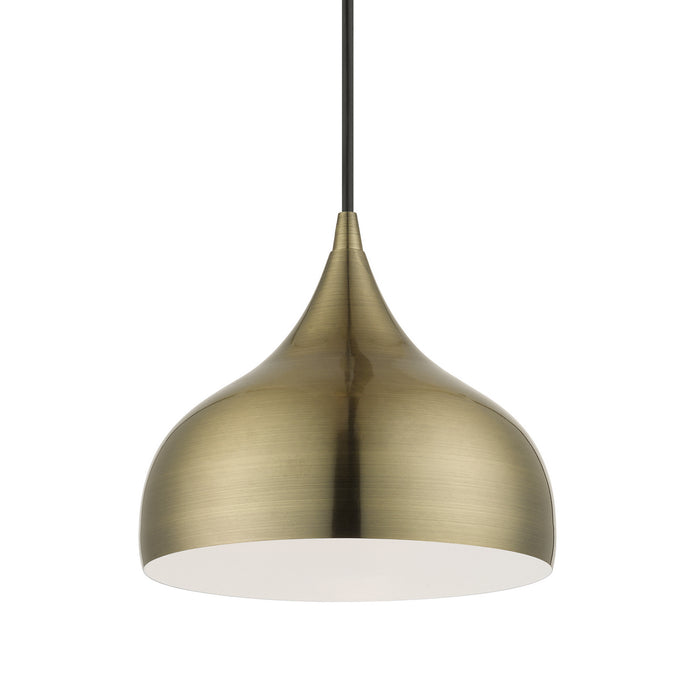 Livex Lighting 40982-01 One Light Pendant, Antique Brass