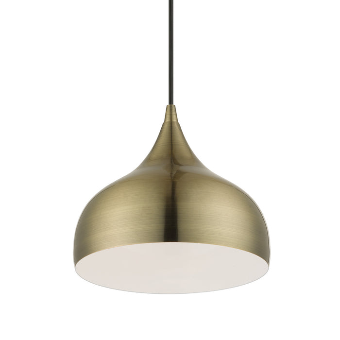 Livex Lighting 40982-01 One Light Pendant, Antique Brass