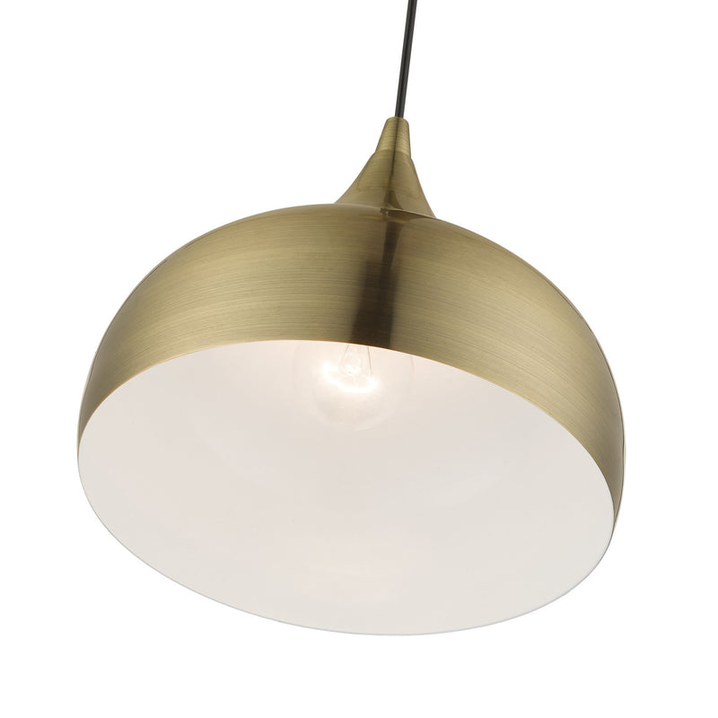 Livex Lighting 40982-01 One Light Pendant, Antique Brass
