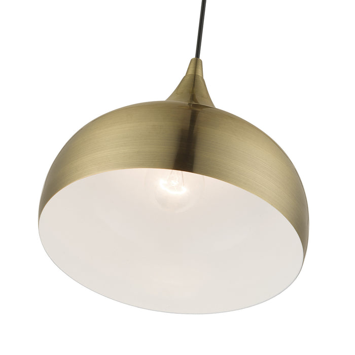 Livex Lighting 40982-01 One Light Pendant, Antique Brass