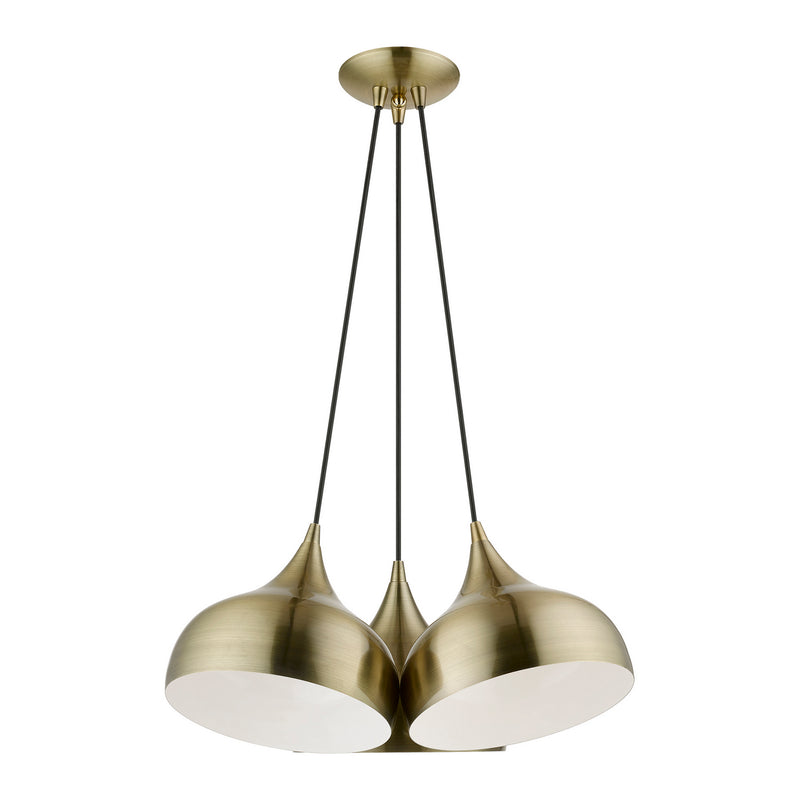 Livex Lighting 40983-01 Three Light Pendant, Antique Brass