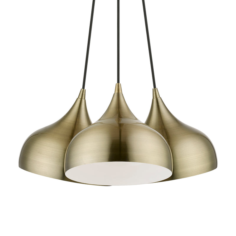 Livex Lighting 40983-01 Three Light Pendant, Antique Brass