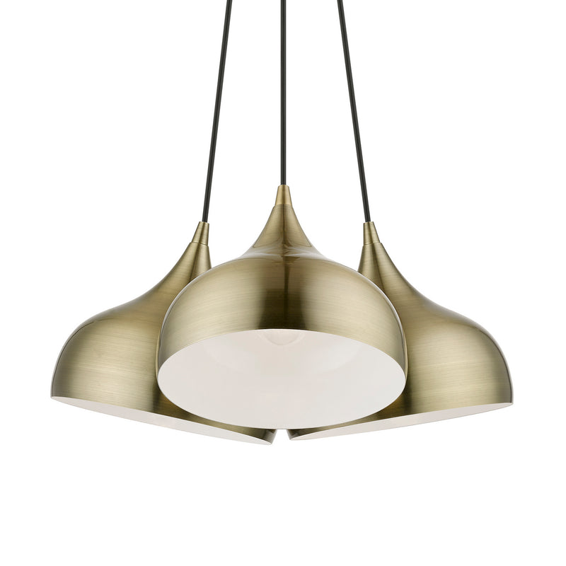 Livex Lighting 40983-01 Three Light Pendant, Antique Brass