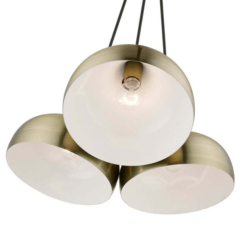 Livex Lighting 40983-01 Three Light Pendant, Antique Brass