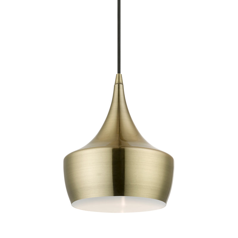 Livex Lighting 40991-01 One Light Pendant, Antique Brass