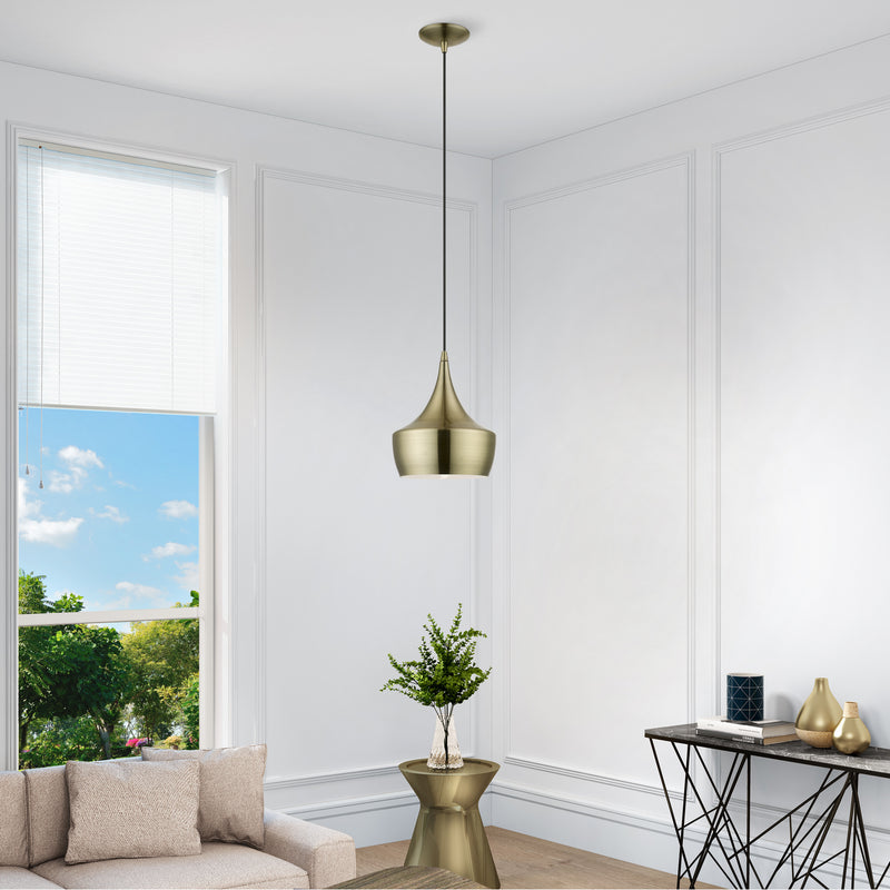 Livex Lighting 40991-01 One Light Pendant, Antique Brass