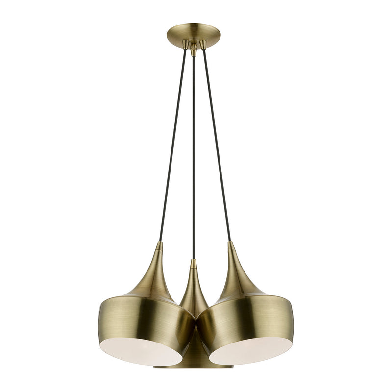 Livex Lighting 40993-01 Three Light Pendant, Antique Brass