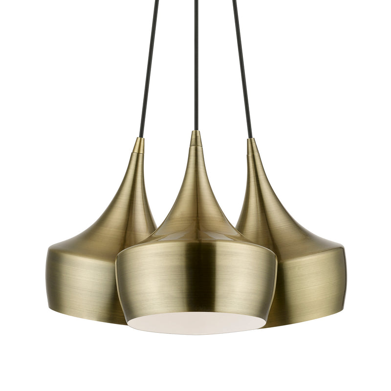Livex Lighting 40993-01 Three Light Pendant, Antique Brass