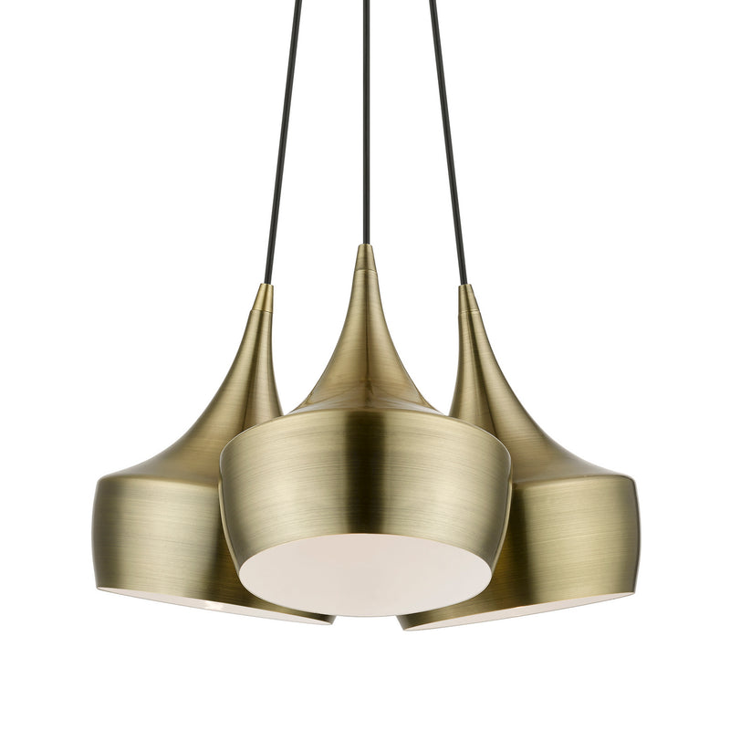 Livex Lighting 40993-01 Three Light Pendant, Antique Brass