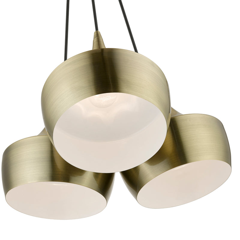 Livex Lighting 40993-01 Three Light Pendant, Antique Brass