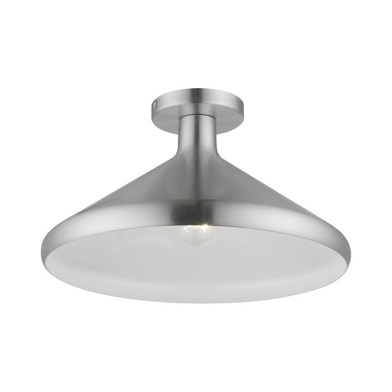Livex Lighting 41020-66 One Light Semi-Flush Mount, Brushed Aluminum