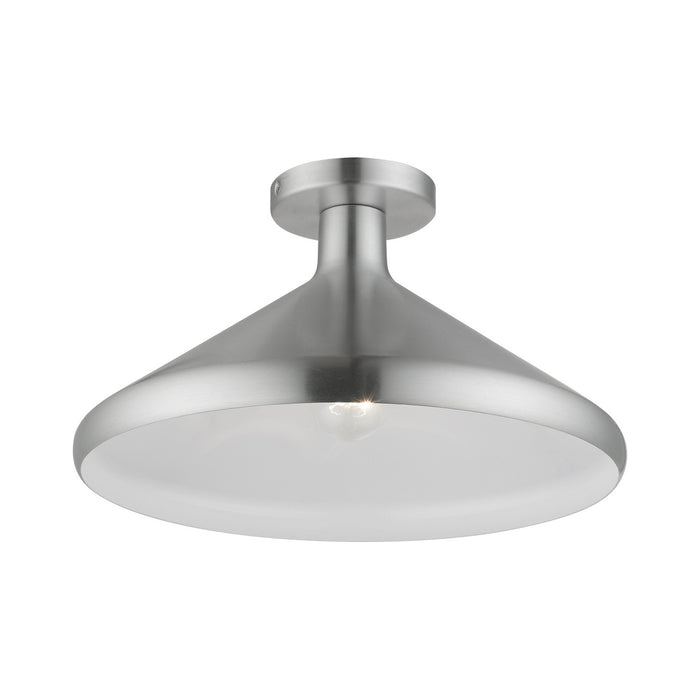 Livex Lighting 41020-66 One Light Semi-Flush Mount, Brushed Aluminum