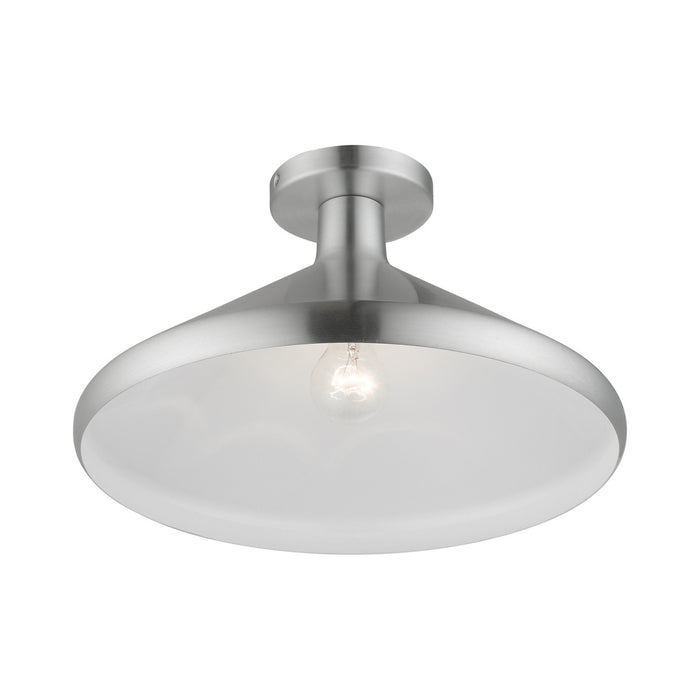 Livex Lighting 41020-66 One Light Semi-Flush Mount, Brushed Aluminum