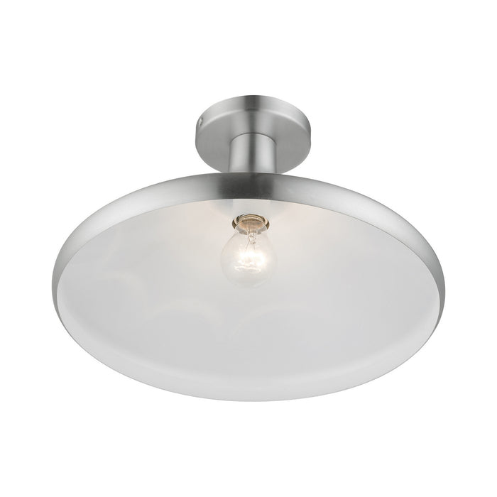Livex Lighting 41020-66 One Light Semi-Flush Mount, Brushed Aluminum
