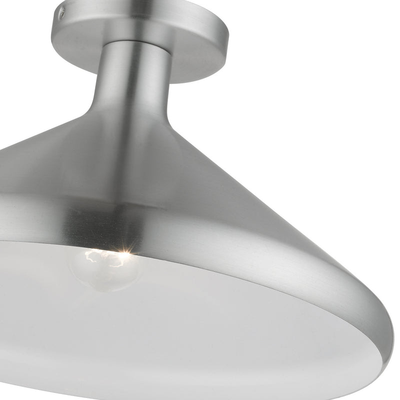 Livex Lighting 41020-66 One Light Semi-Flush Mount, Brushed Aluminum