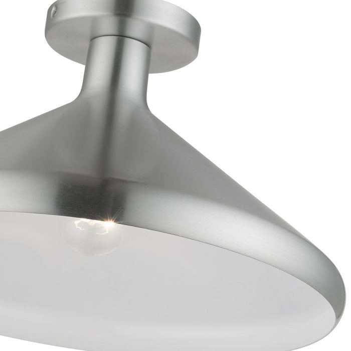 Livex Lighting 41020-66 One Light Semi-Flush Mount, Brushed Aluminum