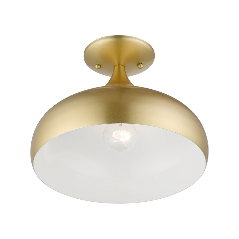 Livex Lighting 41050-33 One Light Semi-Flush Mount, Soft Gold