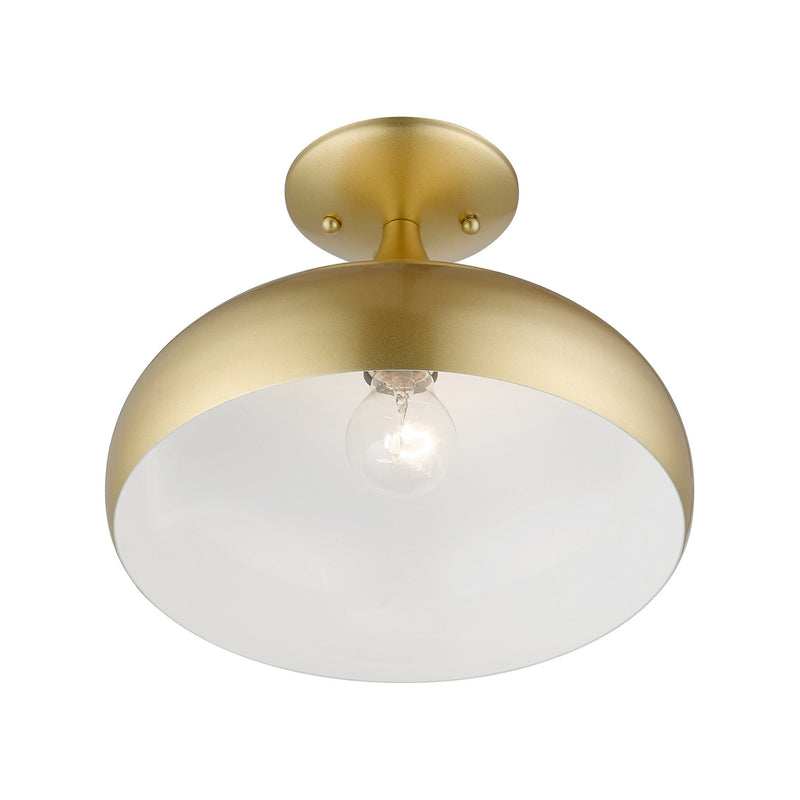 Livex Lighting 41050-33 One Light Semi-Flush Mount, Soft Gold