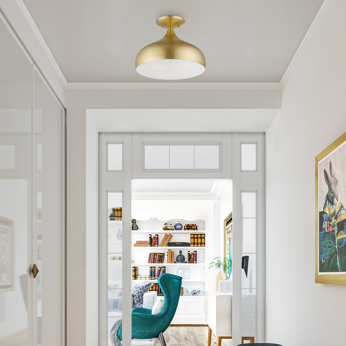 Livex Lighting 41050-33 One Light Semi-Flush Mount, Soft Gold