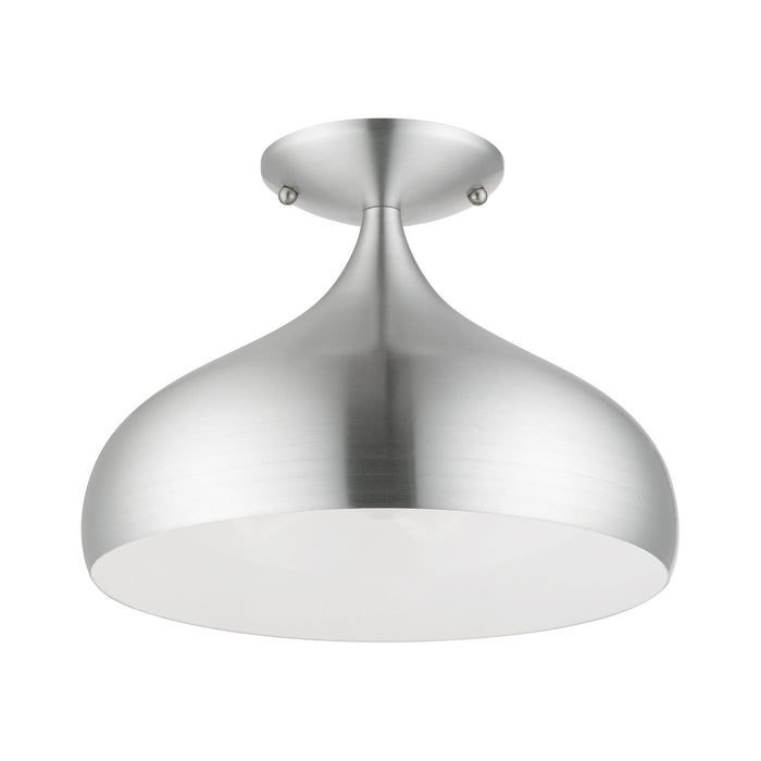 Livex Lighting 41050-66 One Light Semi-Flush Mount, Brushed Aluminum