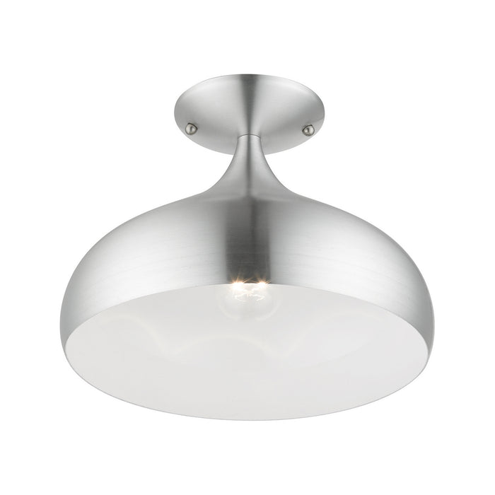 Livex Lighting 41050-66 One Light Semi-Flush Mount, Brushed Aluminum