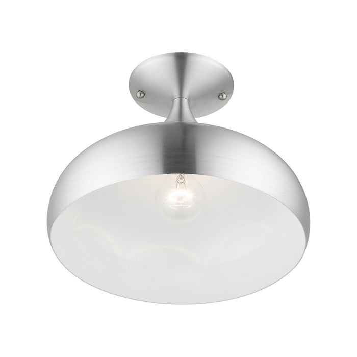 Livex Lighting 41050-66 One Light Semi-Flush Mount, Brushed Aluminum