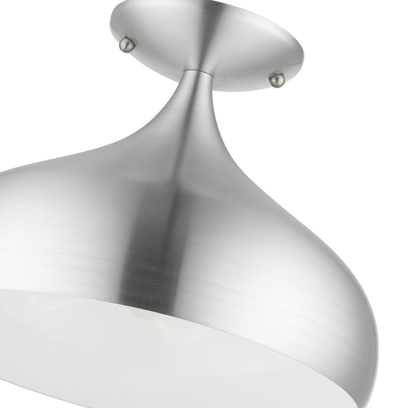 Livex Lighting 41050-66 One Light Semi-Flush Mount, Brushed Aluminum