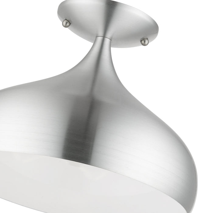 Livex Lighting 41050-66 One Light Semi-Flush Mount, Brushed Aluminum