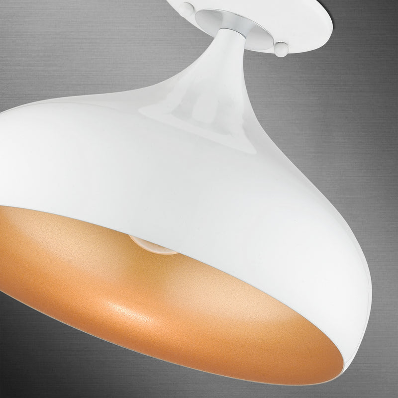 Livex Lighting 41050-69 One Light Semi-Flush Mount, Shiny White w/ Polished Chromes