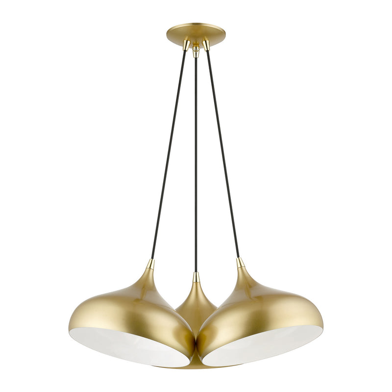 Livex Lighting 41053-33 Three Light Pendant, Soft Gold w/ Polished Brasss