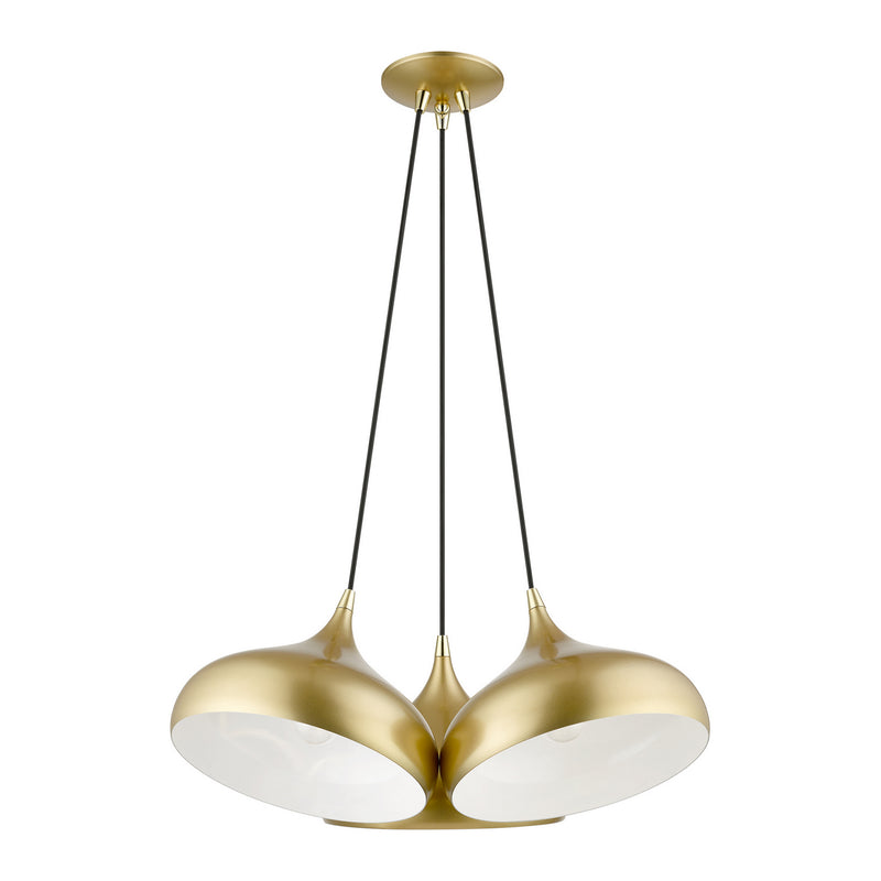 Livex Lighting 41053-33 Three Light Pendant, Soft Gold w/ Polished Brasss