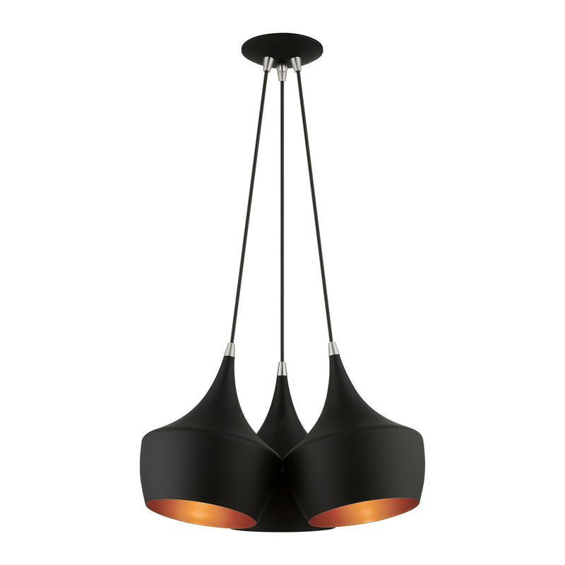 Livex Lighting 41083-04 Three Light Pendant, Black