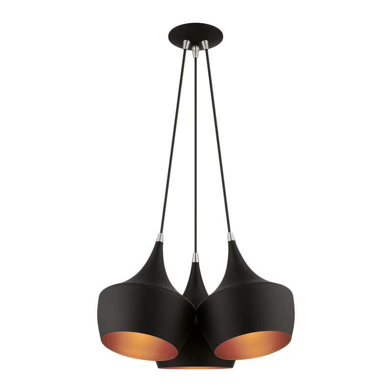 Livex Lighting 41083-04 Three Light Pendant, Black