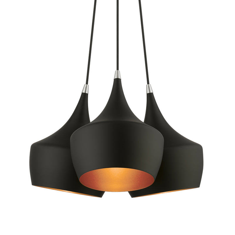 Livex Lighting 41083-04 Three Light Pendant, Black