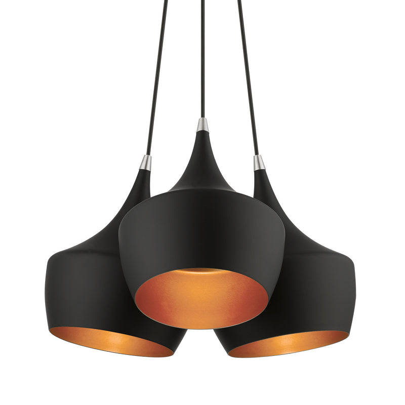 Livex Lighting 41083-04 Three Light Pendant, Black