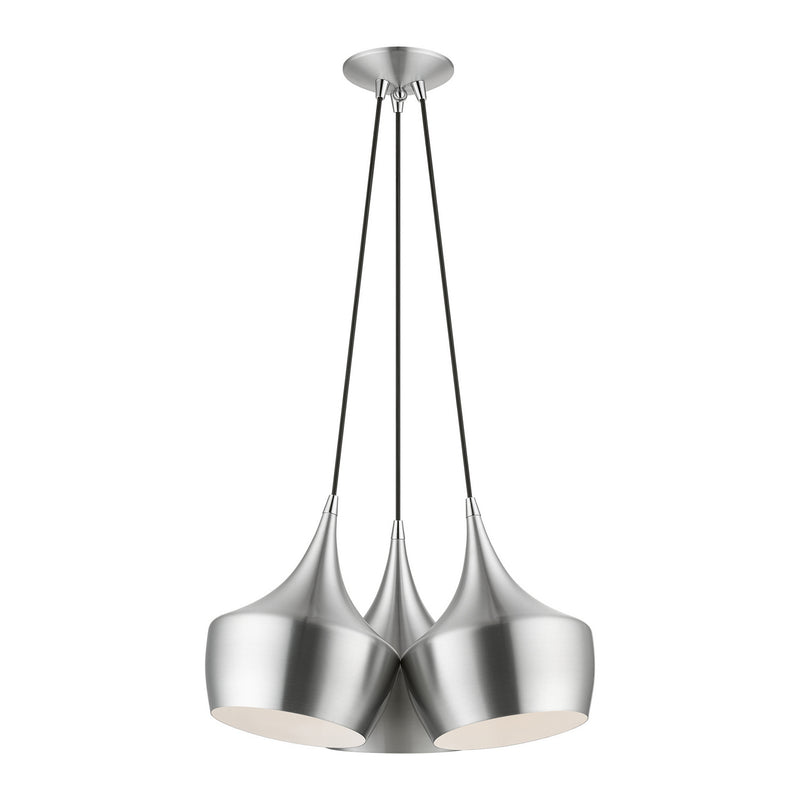 Livex Lighting 41083-66 Three Light Pendant, Brushed Aluminum
