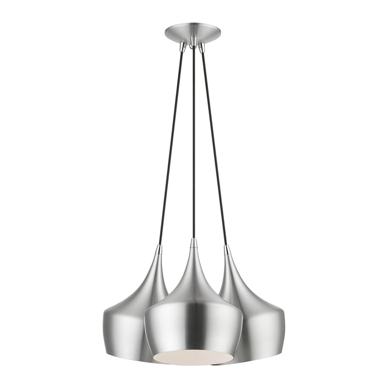 Livex Lighting 41083-66 Three Light Pendant, Brushed Aluminum