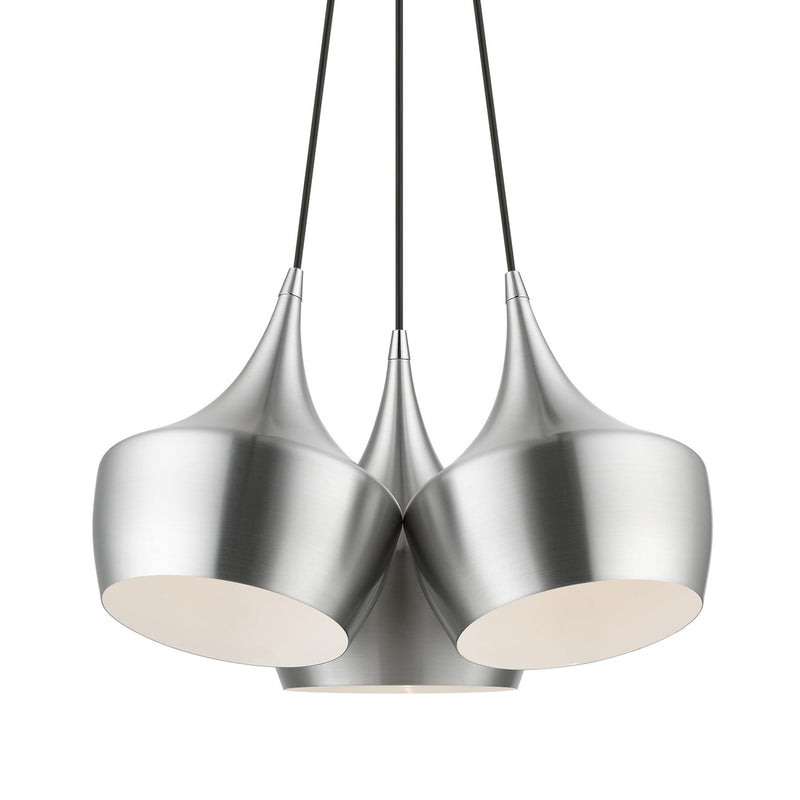 Livex Lighting 41083-66 Three Light Pendant, Brushed Aluminum