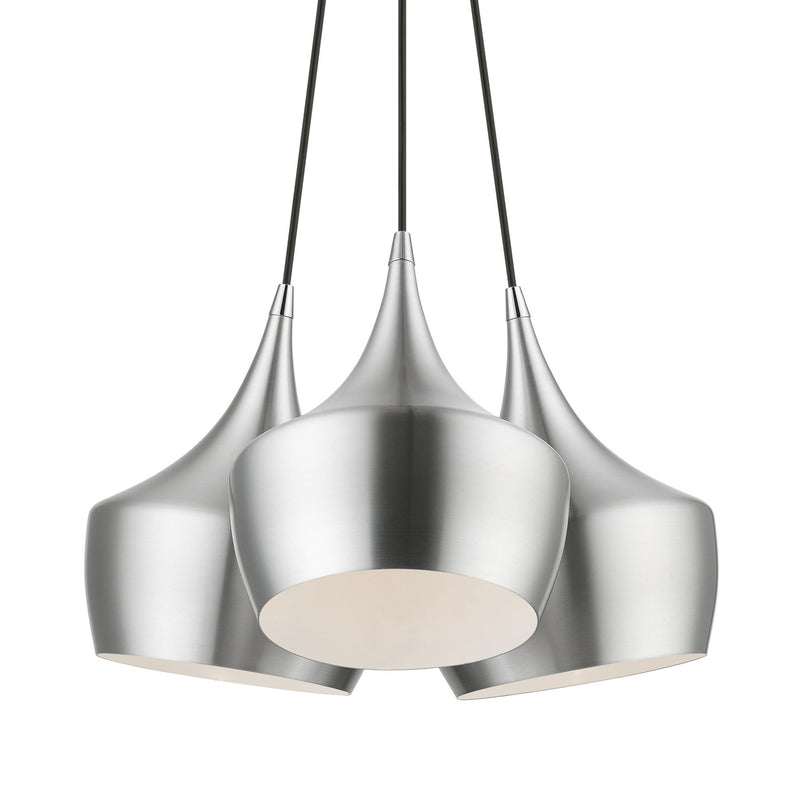 Livex Lighting 41083-66 Three Light Pendant, Brushed Aluminum