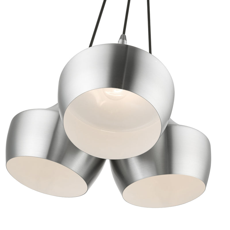 Livex Lighting 41083-66 Three Light Pendant, Brushed Aluminum